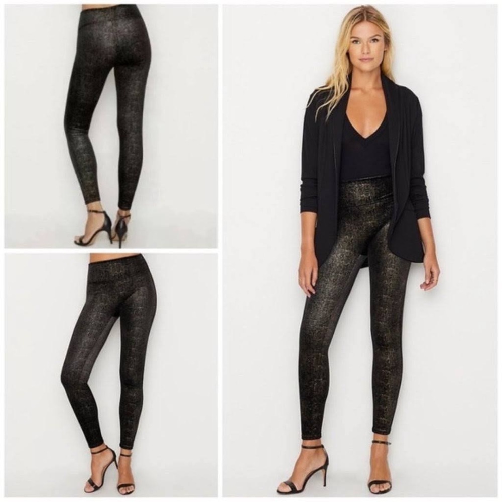 SPANX - black and gold metallic velvet shape wear legging